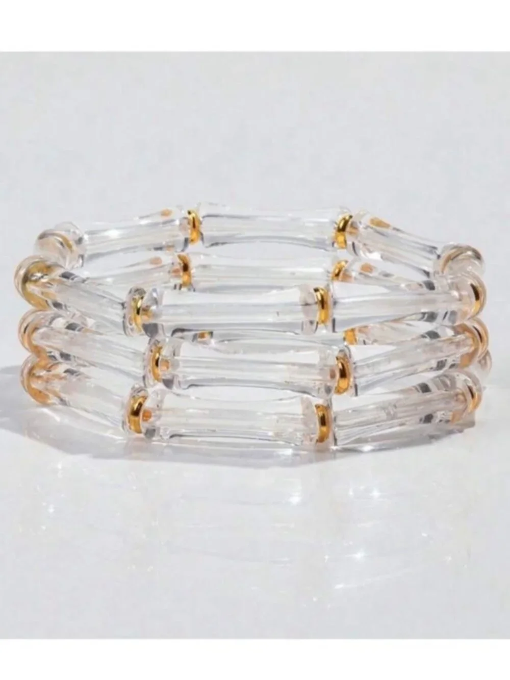 New! Clear Acrylic Bamboo Bracelet Stack Set NWOT
